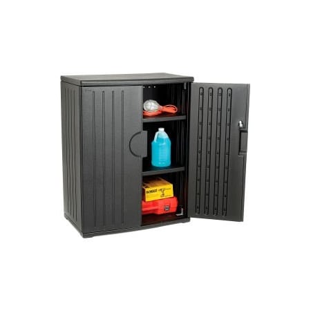 Iceberg Rough n Ready Storage Cabinet, Polyethylene, Black, 36 in L x 22 in W x 46 in H 92561
